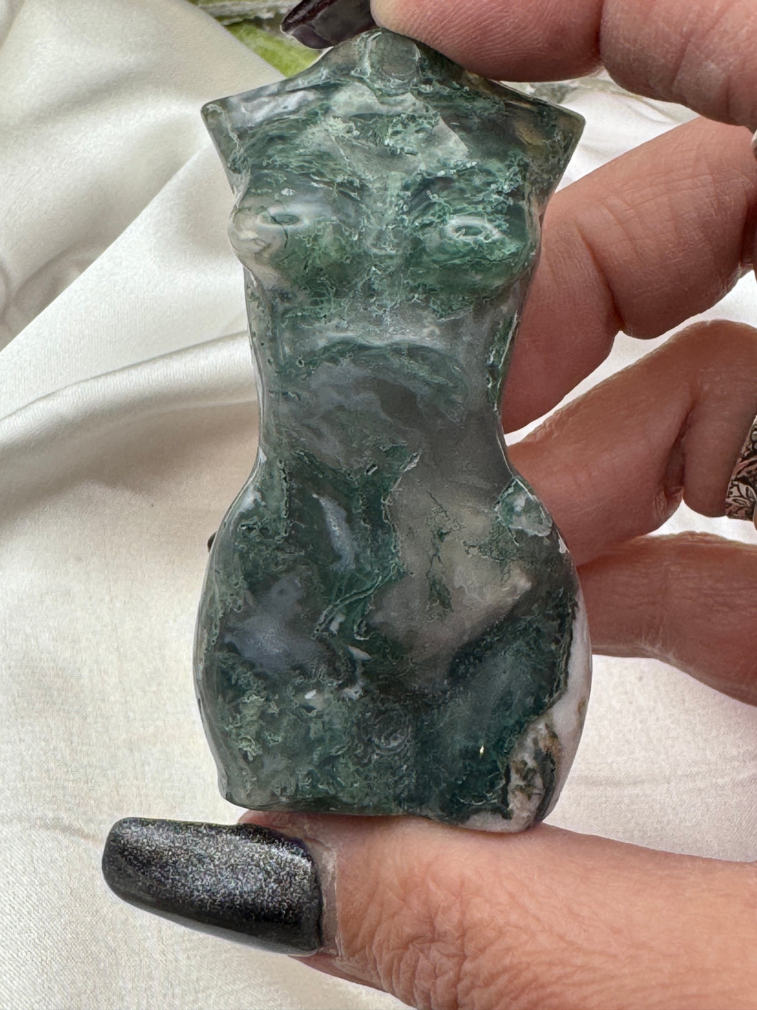 Moss Agate Goddess Body Carving-Earth Fairy Holistics