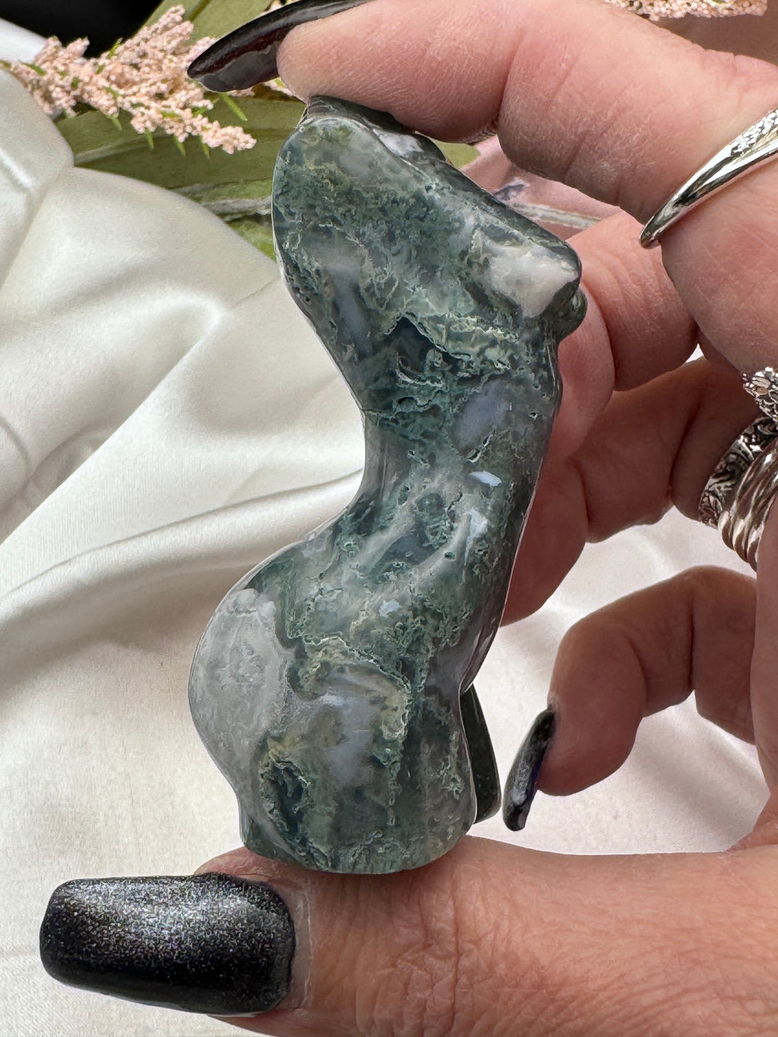 Moss Agate Goddess Body Carving-Earth Fairy Holistics