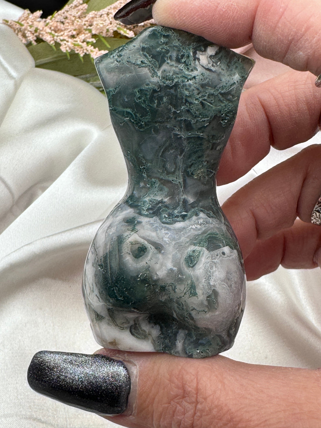 Moss Agate Goddess Body Carving-Earth Fairy Holistics