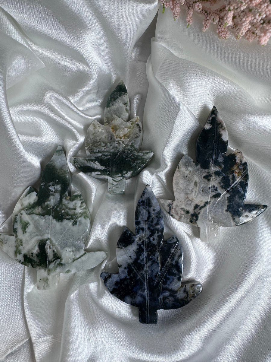 Moss Agate Maple Leaf-Handmade Naturals Inc