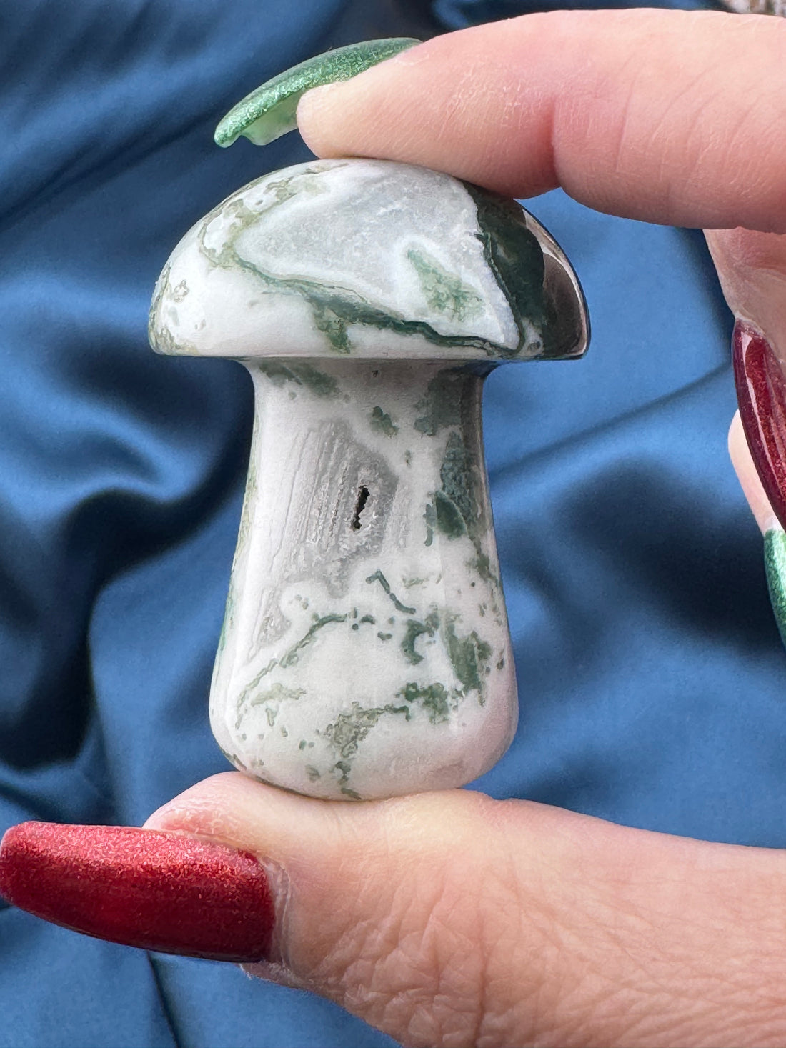 Moss Agate Mushroom Carving-Handmade Naturals Inc