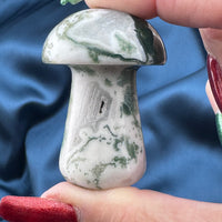 Moss Agate Mushroom Carving-Handmade Naturals Inc