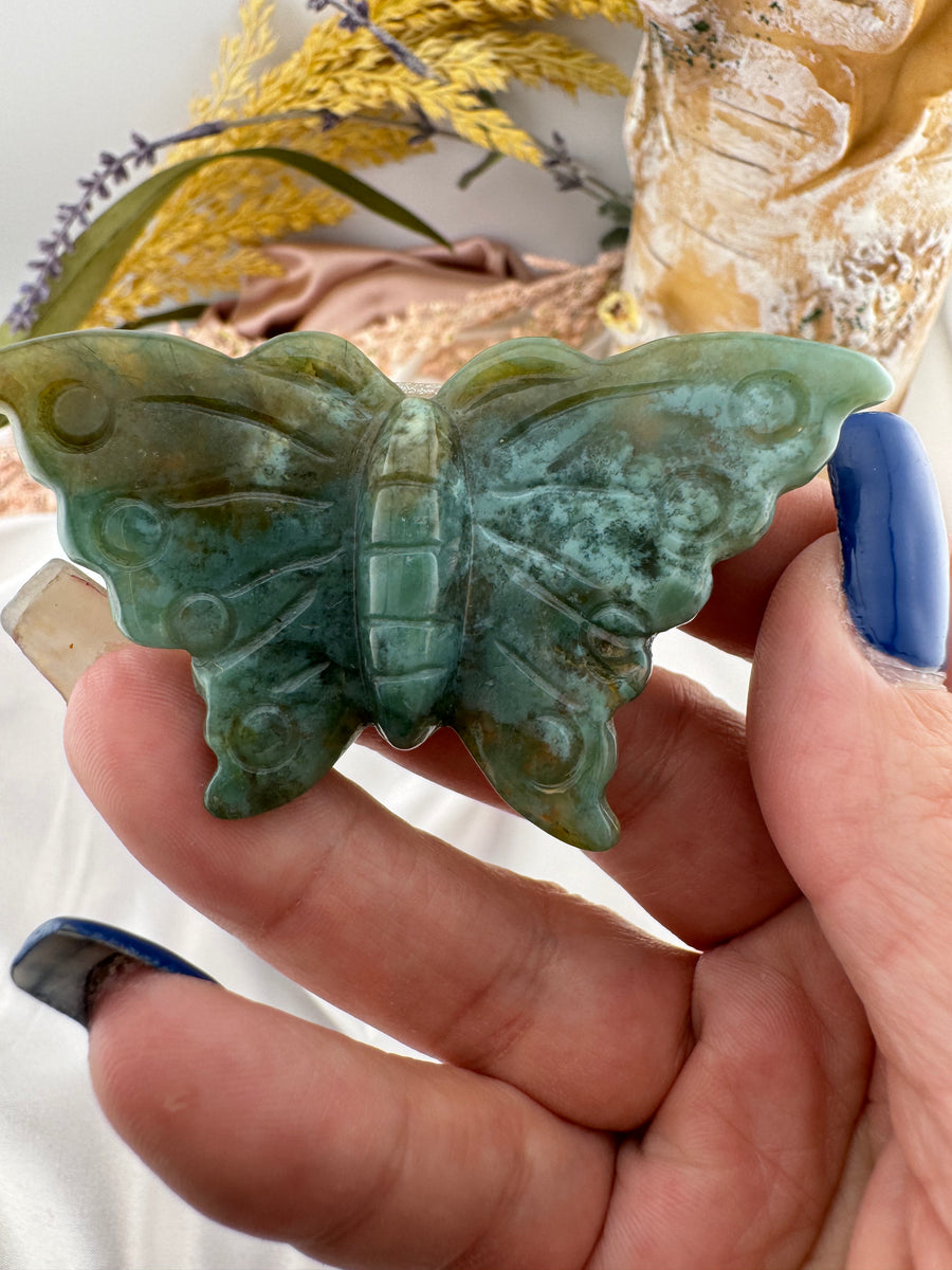 Ocean Jasper Butterfly Carving-Handmade Naturals Inc