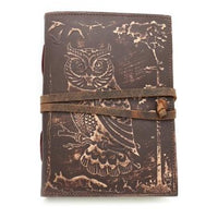 Owl Embossed Blank Leather Journal-Earth Fairy Holistics