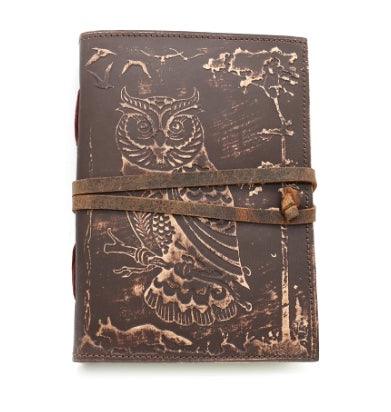 Owl Embossed Blank Leather Journal-Earth Fairy Holistics