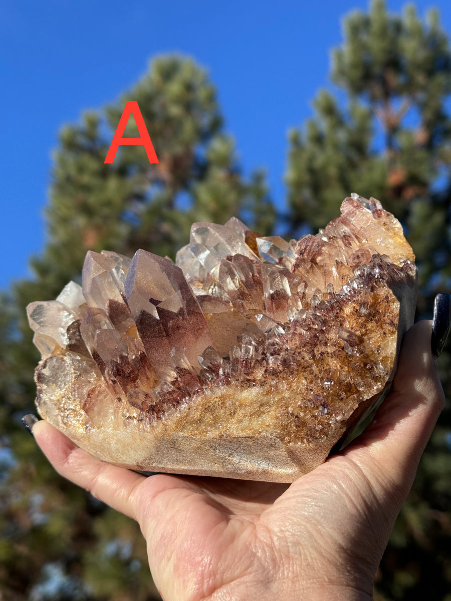 Sunset Phantom Quartz Clusters-Handmade Naturals Inc