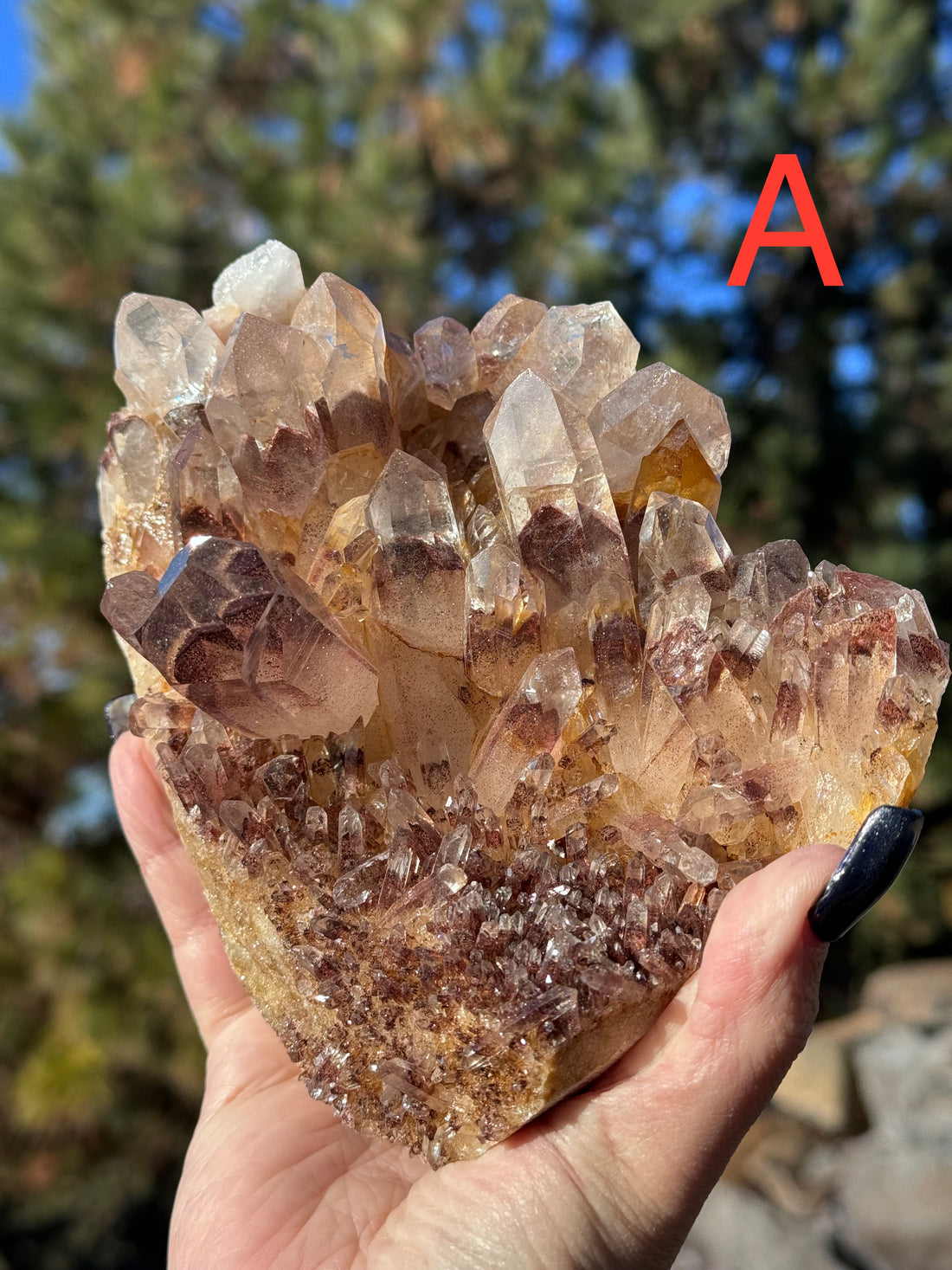 Sunset Phantom Quartz Clusters-Handmade Naturals Inc