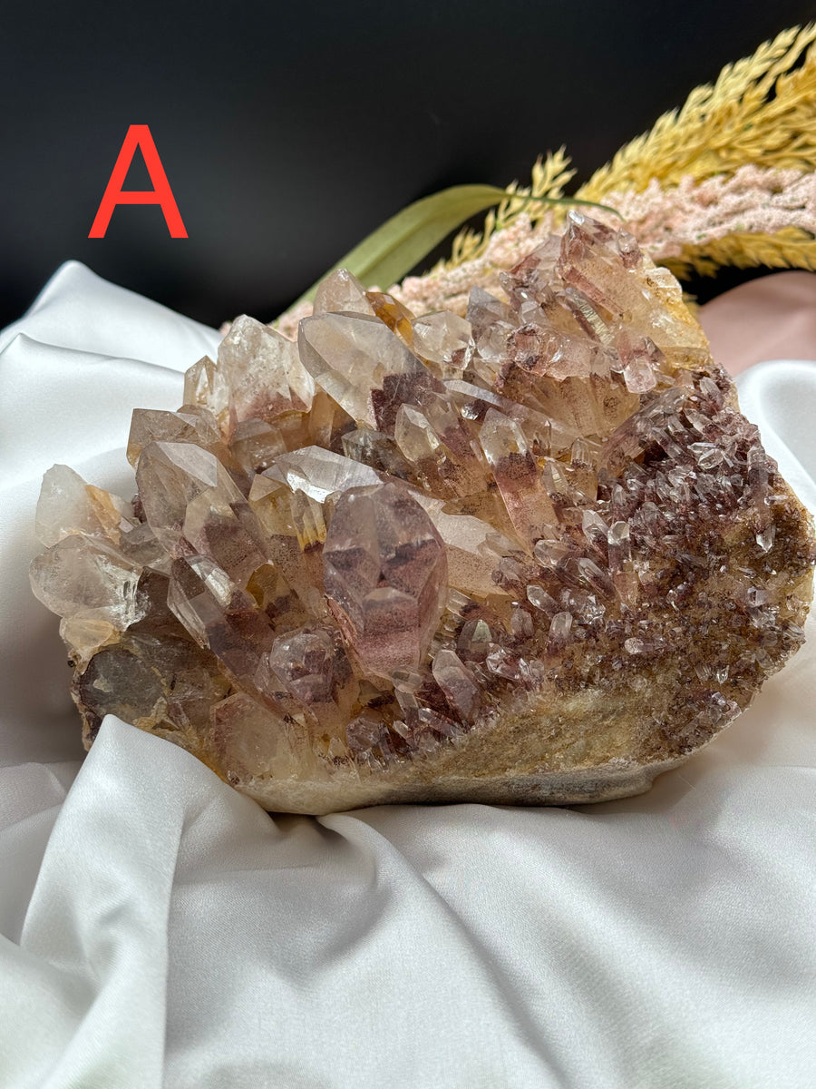 Sunset Phantom Quartz Clusters-Handmade Naturals Inc