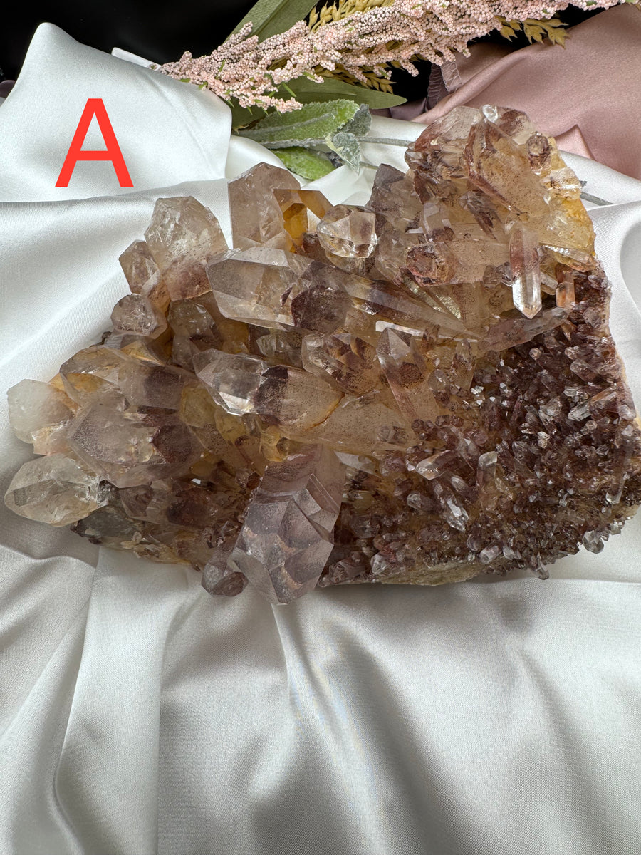 Sunset Phantom Quartz Clusters-Handmade Naturals Inc