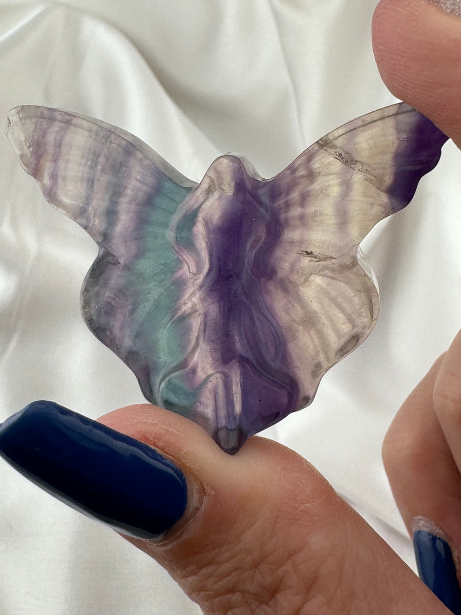 Rainbow Fluorite Butterfly Fairy Carving-Earth Fairy Holistics