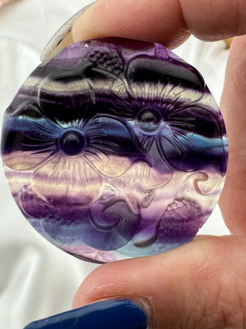 Rainbow Fluorite Flower Carving-Handmade Naturals Inc