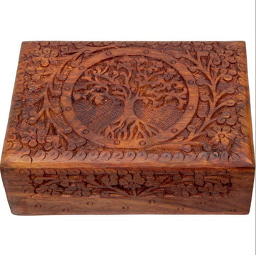 Tree of Life Carved Wooden Box-Earth Fairy Holistics