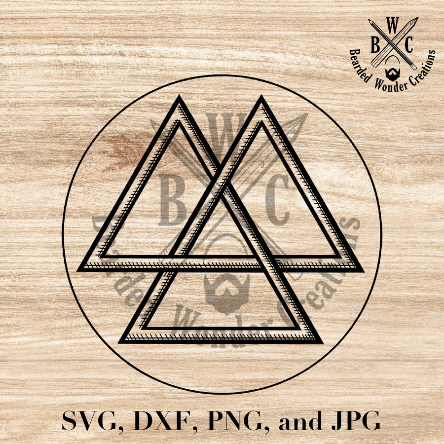 Valknut Digital File SVG, DXF, PNG, JPG-Earth Fairy Holistics