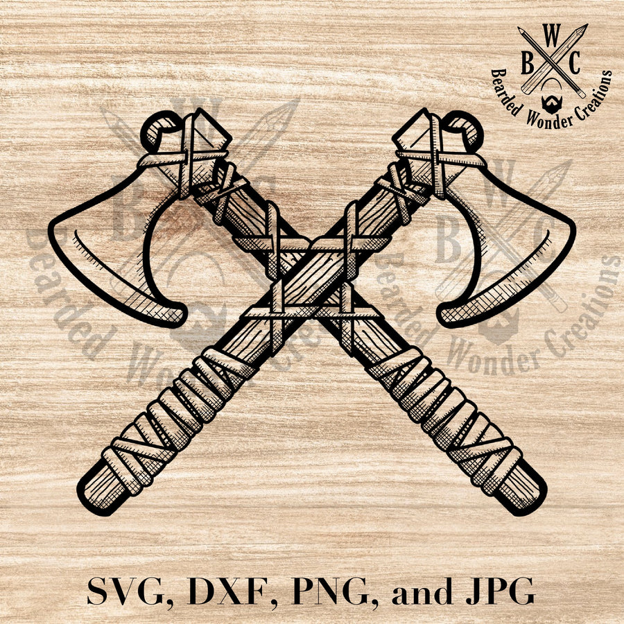 Viking Axes Digital File SVG, DXF, PNG, JPG-Earth Fairy Holistics