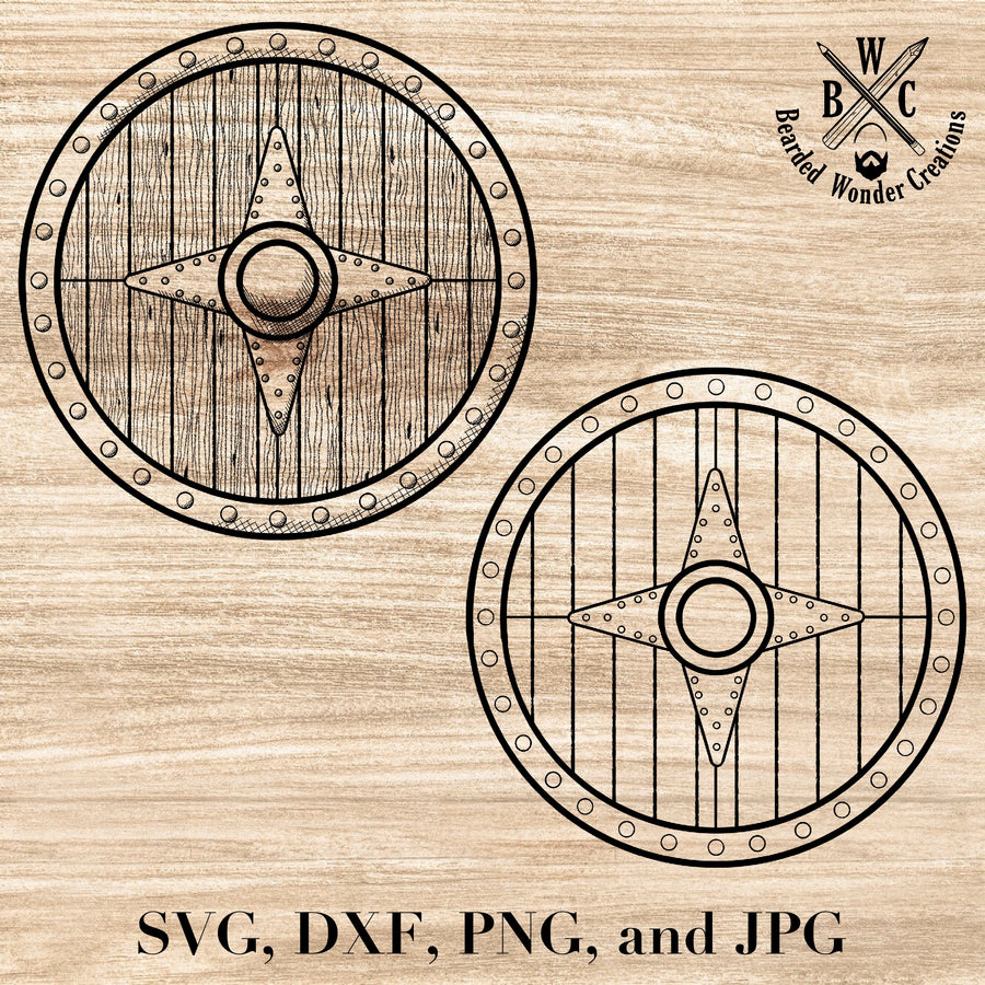 Viking Shield Digital File SVG, DXF, PNG, JPG-Earth Fairy Holistics