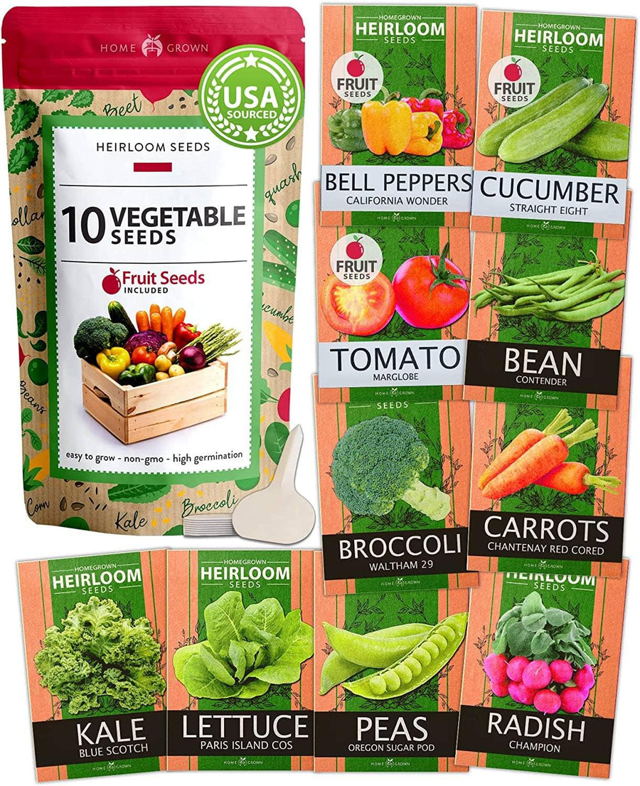 10 Heirloom Vegetable Seeds Variety Pack - Non GMO, Heirloom-Earth Fairy Holistics