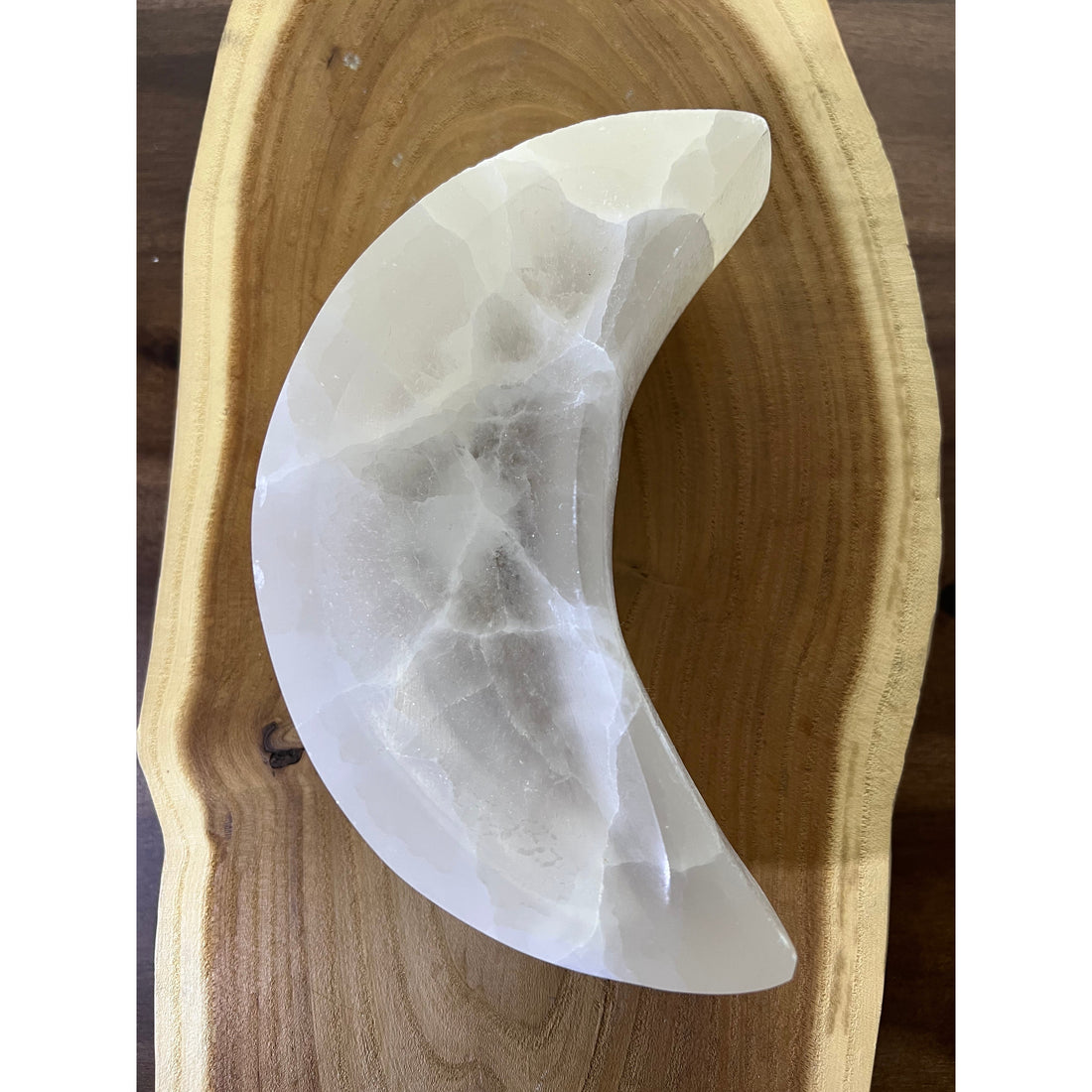 Satin Spar Moon Dish-Handmade Naturals Inc