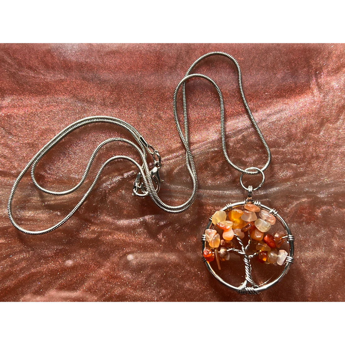 Carnelian Wire-Wrapped Tree of Life Pendant-Earth Fairy Holistics